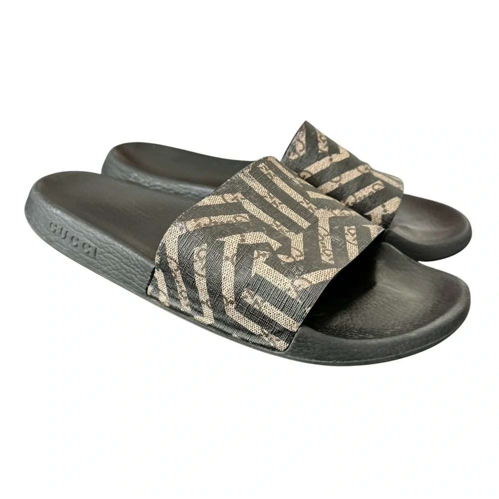 GUCCI GG Supreme Caleido Slides Sandals Mens